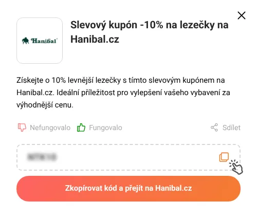 Návod jak zkopírovat slevový kód Hanibal.cz