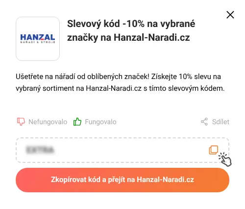 Návod jak zkopírovat slevový kód Hanzal-Naradi.cz
