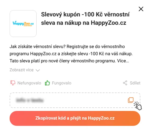 Návod jak zkopírovat slevový kód HappyZoo.cz