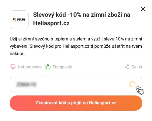 Návod jak zkopírovat slevový kód Heliasport.cz