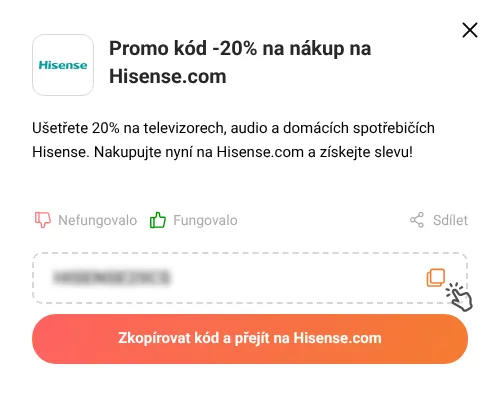 Návod jak zkopírovat slevový kód Hisense.com