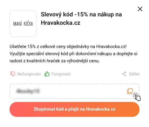 Návod jak zkopírovat slevový kupón Hravakocka.cz