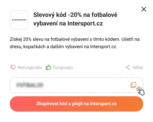 Návod jak zkopírovat slevový kód Intersport.cz