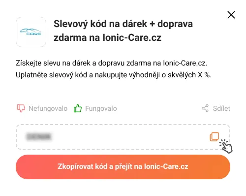 Návod jak zkopírovat slevový kód Ionic-Care.cz