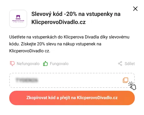 Návod jak zkopírovat slevový kód KlicperovoDivadlo.cz