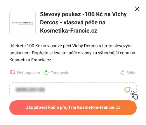 Návod jak zkopírovat slevový kód Kosmetika-Francie.cz