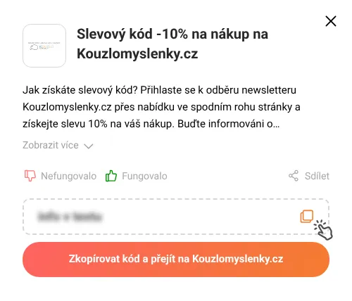 Návod jak zkopírovat slevový kupón Kouzlomyslenky.cz