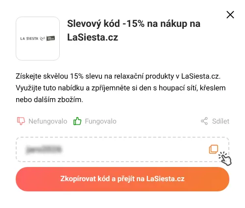 Návod jak zkopírovat slevový kód LaSiesta.cz