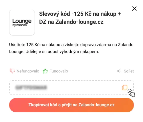 Návod jak zkopírovat slevový kód Zalando-lounge.cz