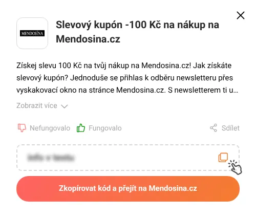Návod jak zkopírovat slevový kupón Mendosina.cz