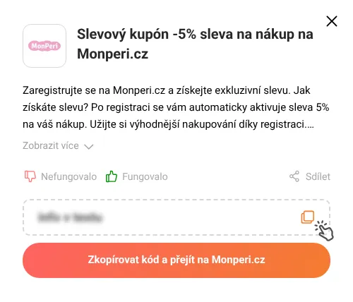 Návod jak zkopírovat slevový kupón Monperi.cz