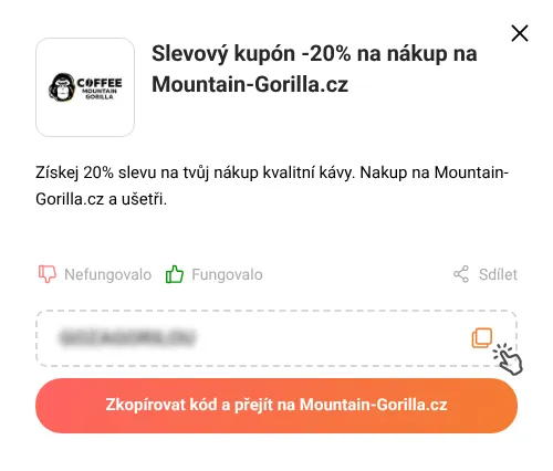 Návod jak zkopírovat slevový kód Mountain-Gorilla.cz