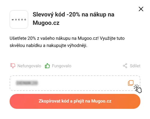 Návod jak zkopírovat slevový kód Mugoo.cz