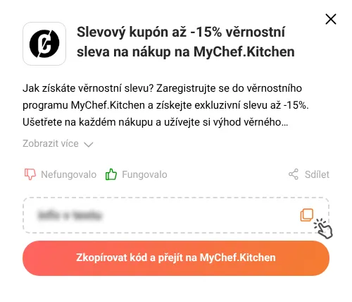 Návod jak zkopírovat slevový kupón MyChef.Kitchen