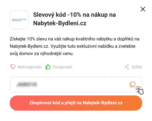 Návod jak zkopírovat slevový kupón Nabytek-Bydleni.cz