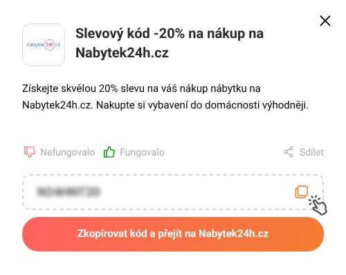 Návod jak zkopírovat slevový kód Nabytek24h.cz