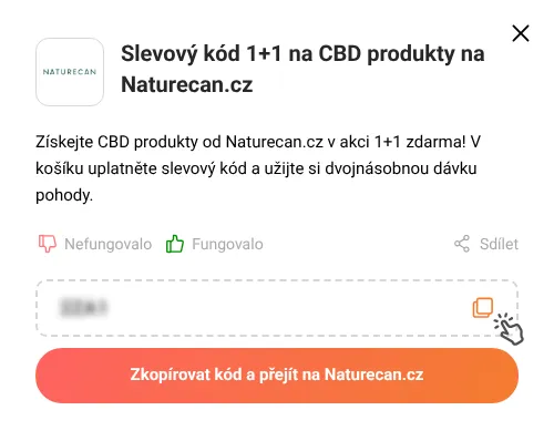 Návod jak zkopírovat slevový kód Naturecan.cz