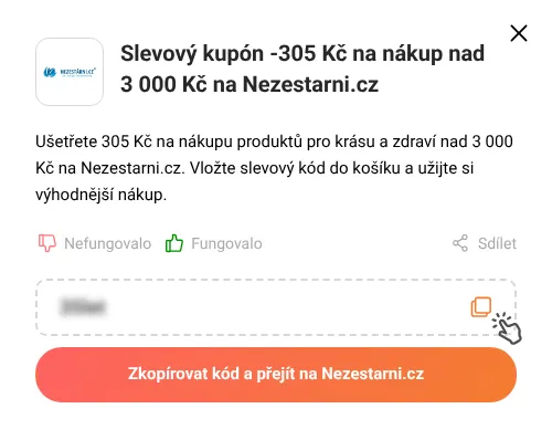 Návod jak zkopírovat slevový kód Nezestarni.cz