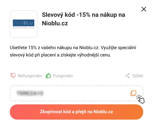 Návod jak zkopírovat slevový kód Nioblu.cz
