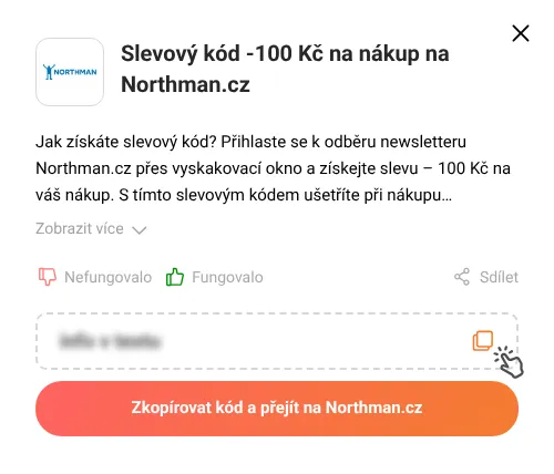 Návod jak zkopírovat slevový kód Northman.cz