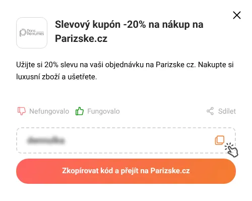 Návod jak zkopírovat slevový kód Parizske.cz