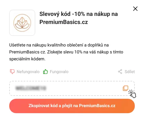 Návod jak zkopírovat slevový kód PremiumBasics.cz