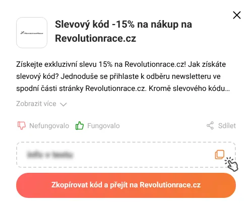 Návod jak zkopírovat slevový kód Revolutionrace.cz
