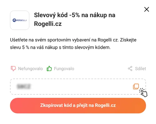 Návod jak zkopírovat slevový kód Rogelli.cz