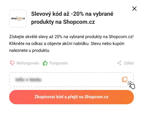 Návod jak zkopírovat slevový kód Shopcom.cz