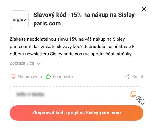 Návod jak zkopírovat promo kód Sisley-paris.com