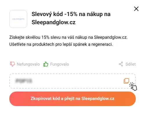Návod jak zkopírovat slevový kód Sleepandglow.cz