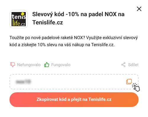 Návod jak zkopírovat slevový kód Tenislife.cz