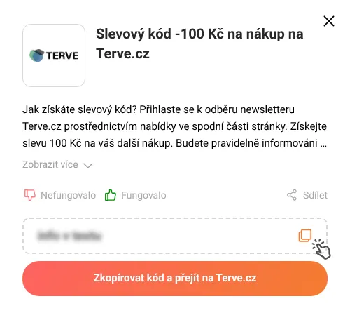 Návod jak zkopírovat slevový kód Terve.cz