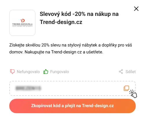 Návod jak zkopírovat slevový kupón Trend-design.cz