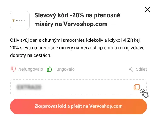 Návod jak zkopírovat slevový kupón Vervoshop.com