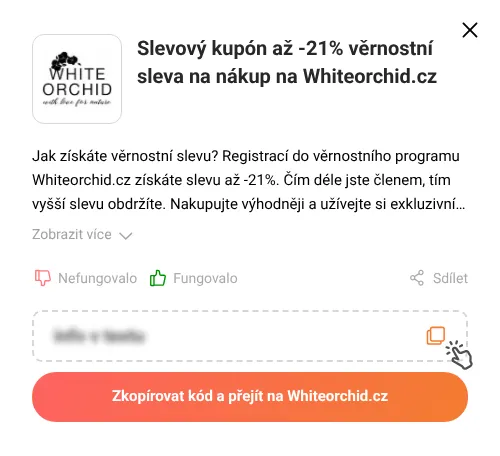 Návod jak zkopírovat slevový kupón Whiteorchid.cz