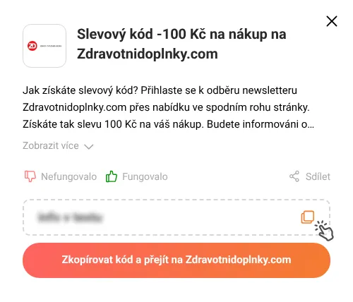 Návod jak zkopírovat slevový kupón Zdravotnidoplnky.com