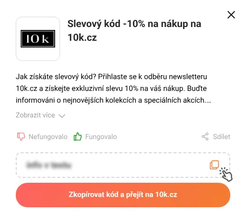 Návod jak zkopírovat slevový kupón 10k.cz