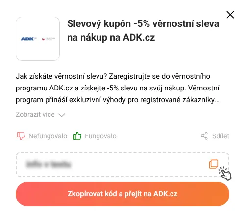 Návod jak zkopírovat slevový kupón ADK.cz