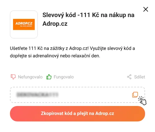 Návod jak zkopírovat slevový kód Adrop.cz