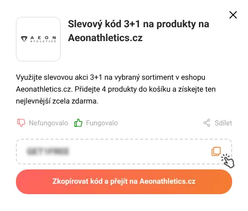 Návod jak zkopírovat slevový kód Aeonathletics.cz