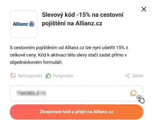 Návod jak zkopírovat slevový kód Allianz.cz