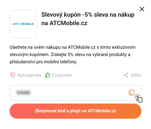 Návod jak zkopírovat slevový kupón ATCMobile.cz