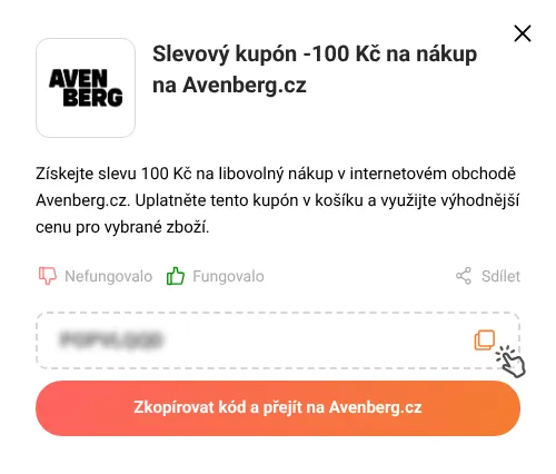 Návod jak zkopírovat slevový kupón Avenberg.cz