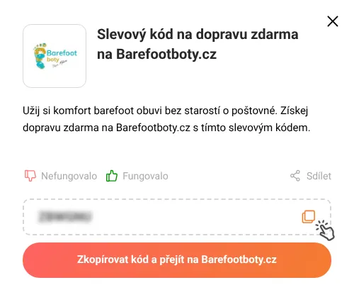 Návod jak zkopírovat slevový kupón Barefootboty.cz