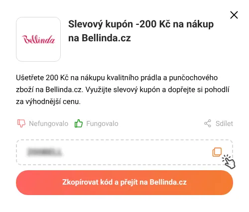 Návod jak zkopírovat slevový kód Bellinda.cz