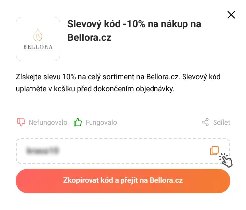 Návod jak zkopírovat slevový kupón Bellora.cz