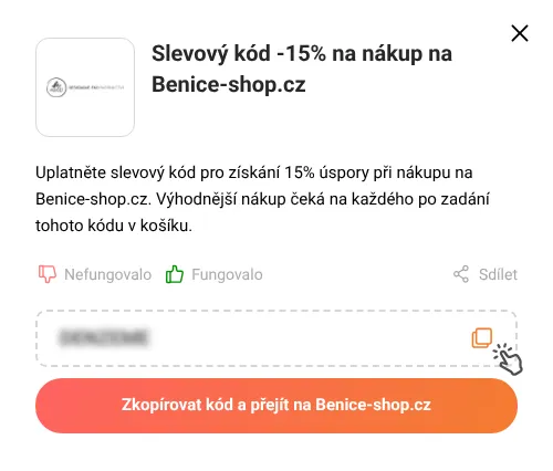 Návod jak zkopírovat slevový kupón Benice-shop.cz