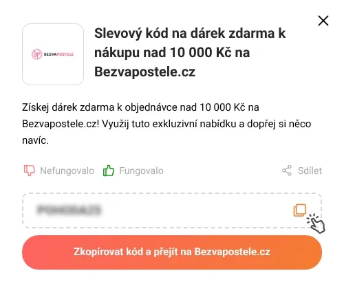 Návod jak zkopírovat slevový kód Bezvapostele.cz