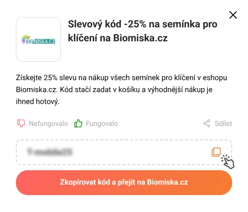 Návod jak zkopírovat slevový kupón Biomiska.cz